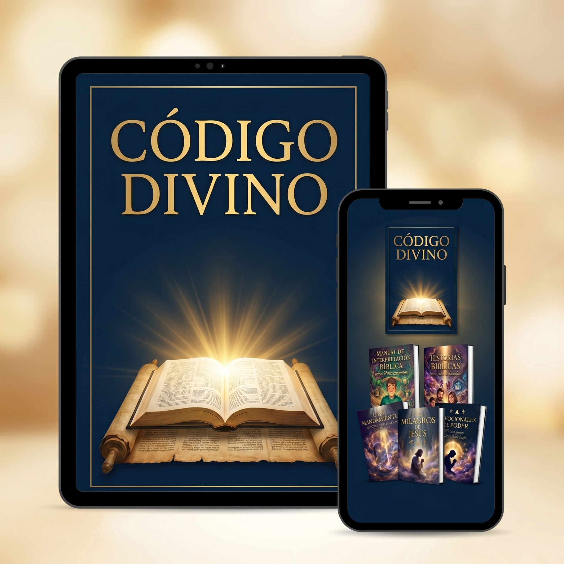 Mockup 3D del ebook Código Divino con sus bonos